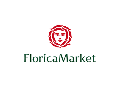 Florica Market brand branding design flora flowers girl illustration logo logotype market rose sign symbol woman
