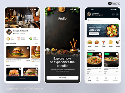 Fodio- Food Delivery Mobile App animation clean delivery app design food food app food apps food delivery minimal mobile app modern restaurent app restaurent mobile app ui uiux