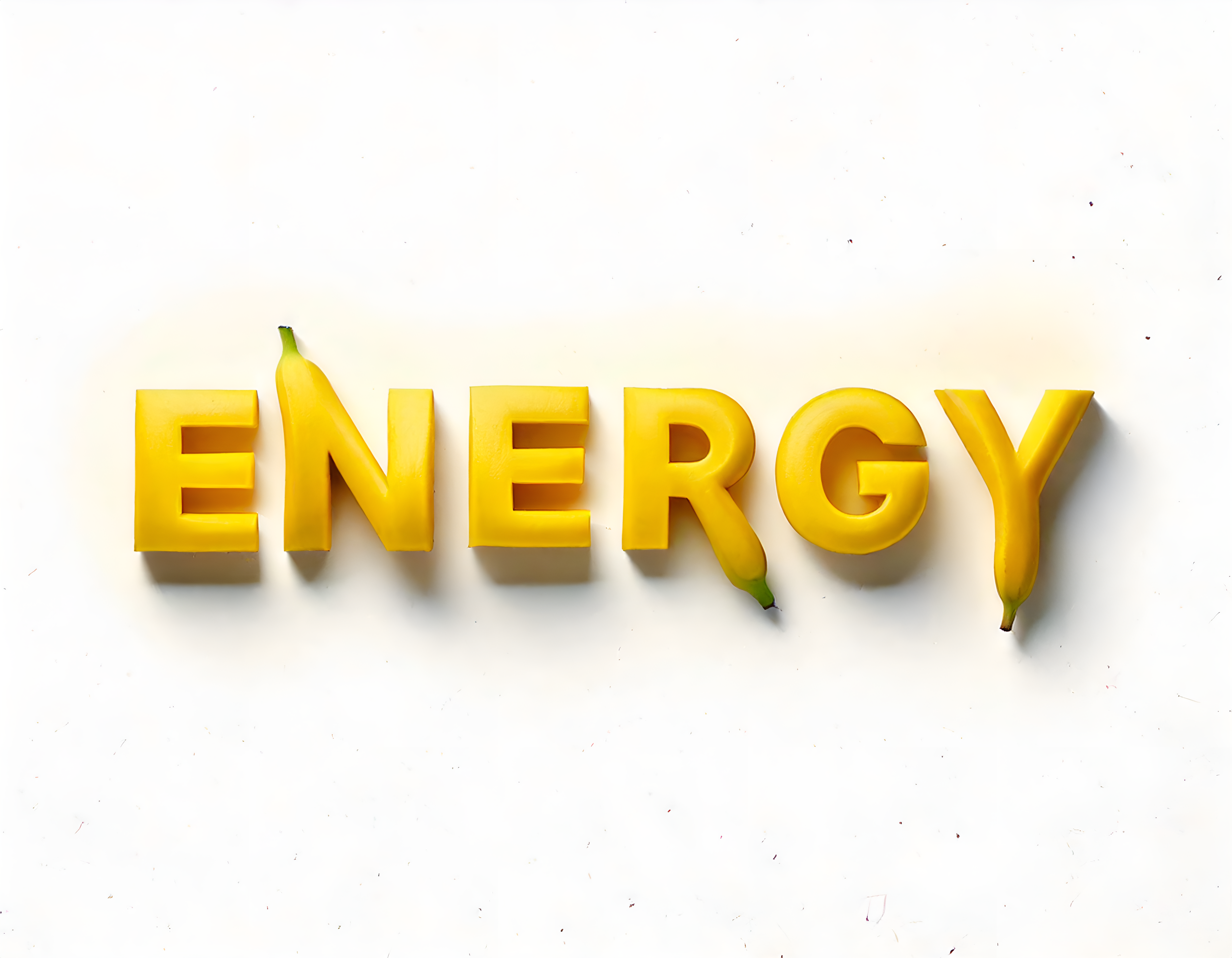 BANANA ENERGY banana diet energy fitness food fresh fruit healthy lifestyle natural nutrition organic potassium power ripe vitamin wellness white background yellow