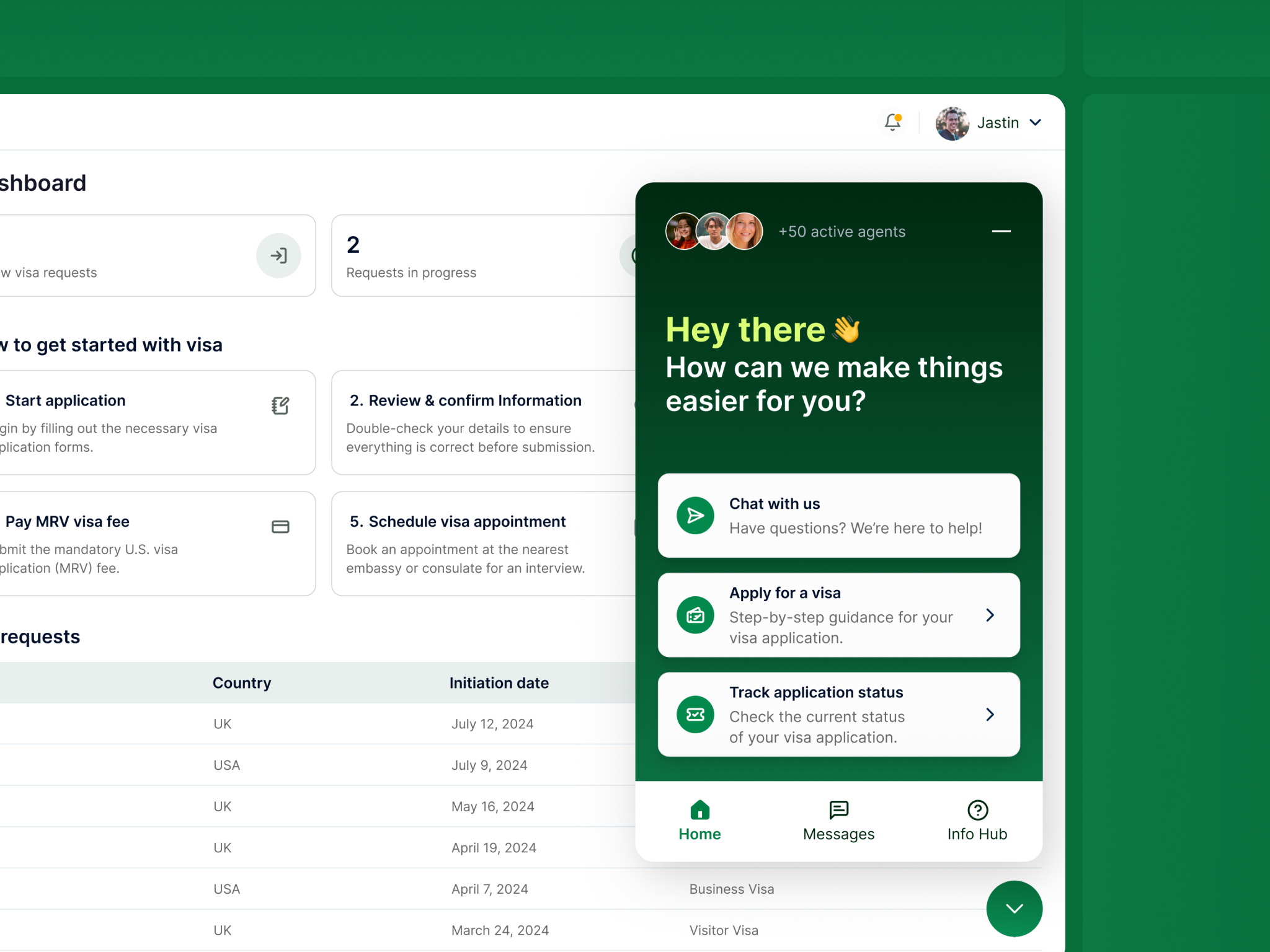 AI Chat assistant for visa applications ai ai assistant application chat design chatbot ui chatgpt customer support free live chat design productdesign smart assistant travel travel app ui design uiux user interface ux design visa visa application