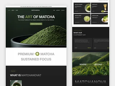 Matchanova - Matcha Ecommerce Landing Page branding ecommerce food green tea ice cream japan japanese landing page latte matcha minimalist online premiumbrand product design shop tea ui design web design webdesign wellness