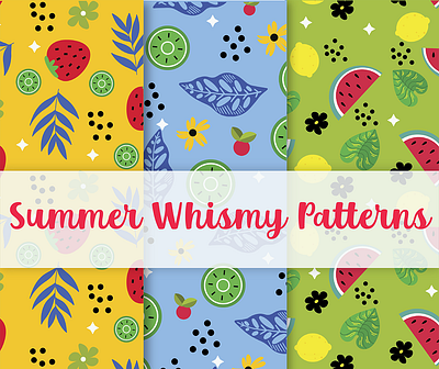 Summer Whismy Patterns botanical design digital art fruit graphic design illustration illustrator pattern summervibes tropical vector vectorart