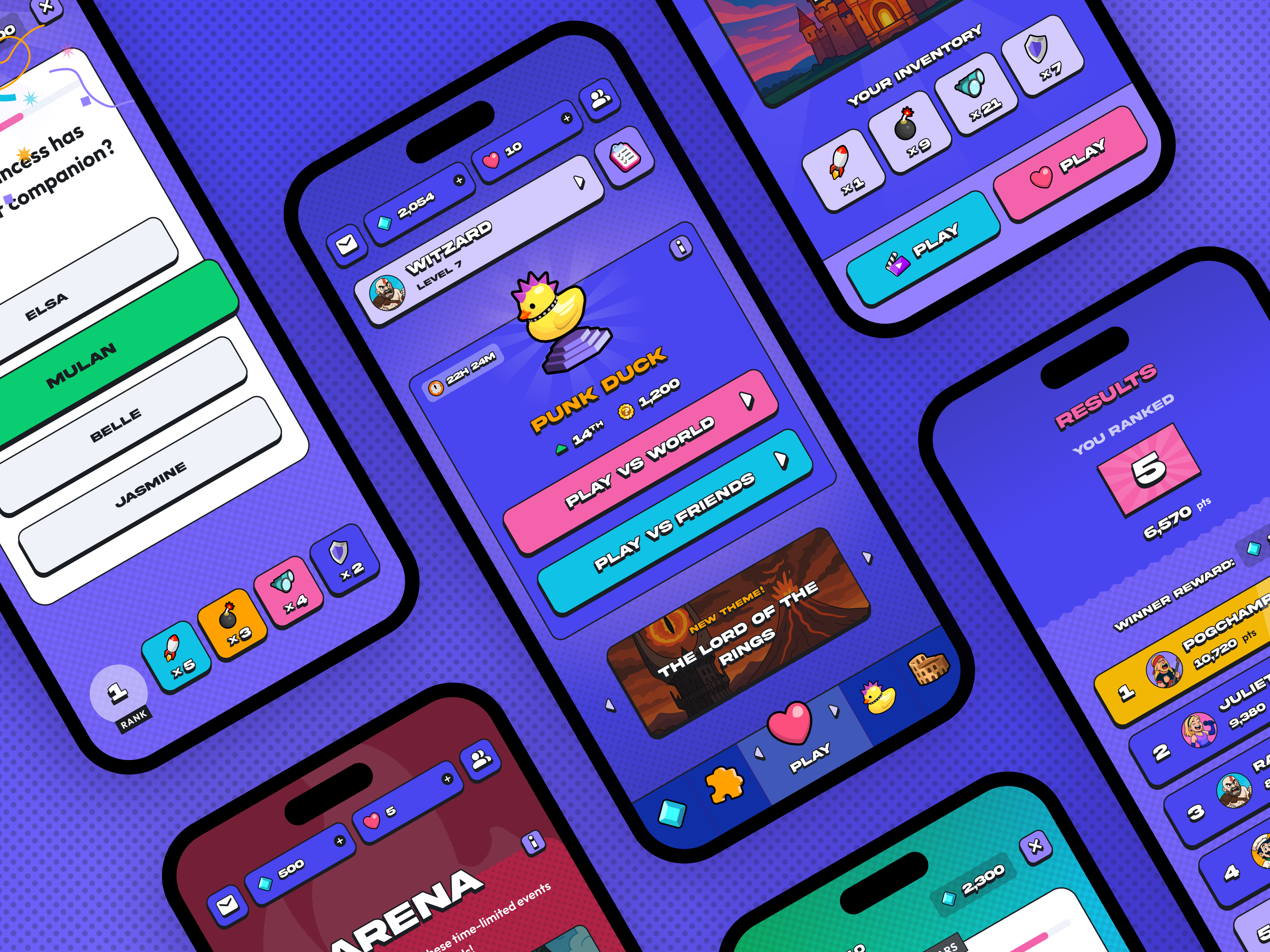 Witz | AI Powered Trivia App | Live now 3d ai app artificial intelligence design game gaming graphic interface ios mobile openai product quiz ranking themes trivia ui ux witz