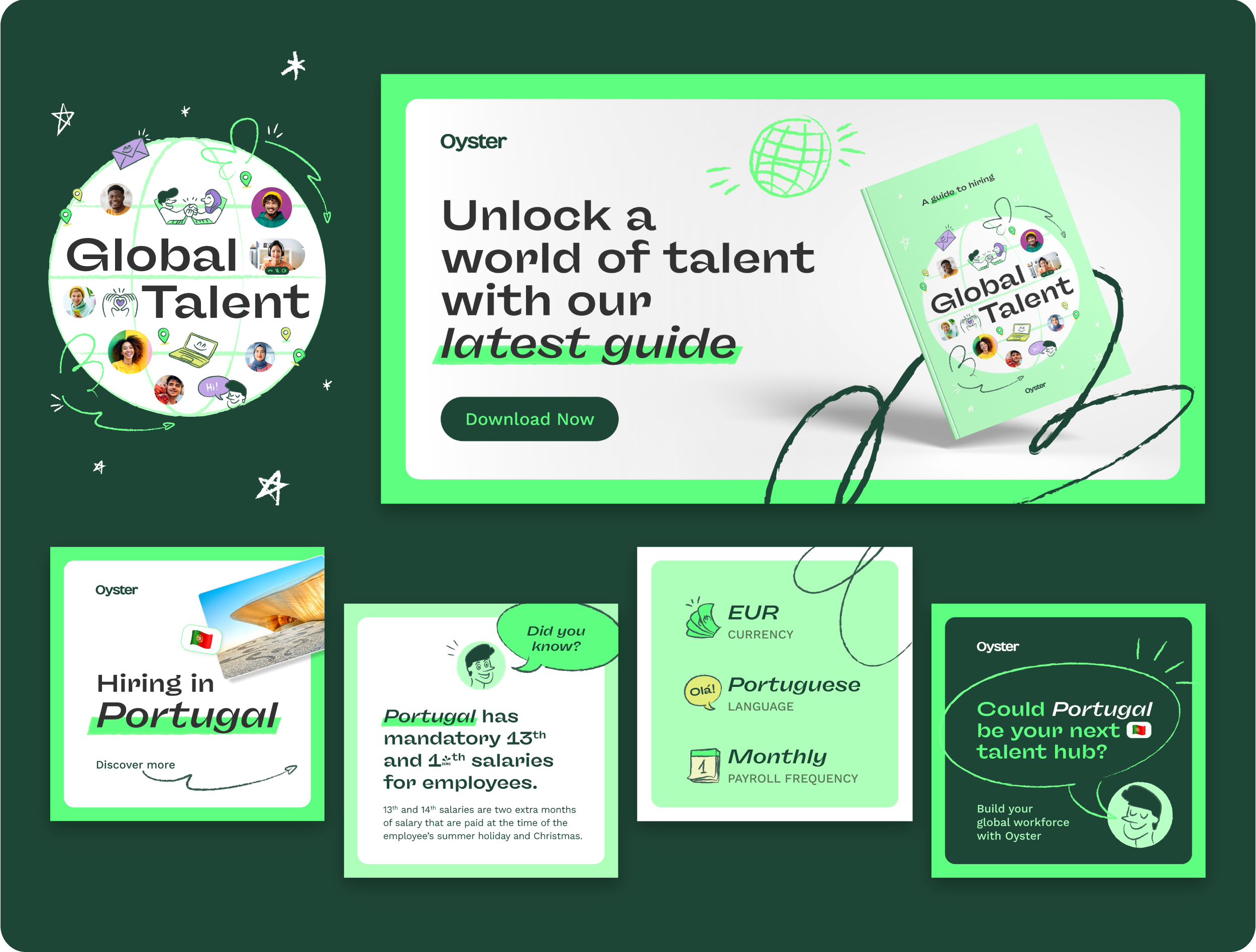 Oyster – Campaign Redesign brand design case study creative direction design challenge global hiring graphic design remote work social media visual design