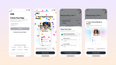 Profile is Ready. V1CE mobile app design branding digital business card ios mobile app mobile app design mobile design networks nfc business cards product design profile ready ready share info share your info template ui user friendly user interface