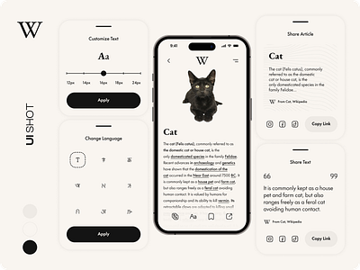 Wikipedia Light Mode / UI Shot accessibility app article articles blog cat cats highlight info languages light light mode news newsletter newspaper share share article share text wikipedia