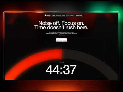 Leflow — Focus Timer Website animation app dark flow glow header interface landing page promo scroll scroll animation shadows timer typography ui user interface ux web web design zone