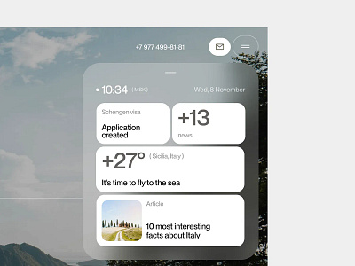 Smart Travel Info Widget Design article preview card layout flight reminder interactive layout mobile interface notification center rounded corners smart assistant travel planner travel widget ui card ui design user centric user info ux clarity ux design visa tracker weather module