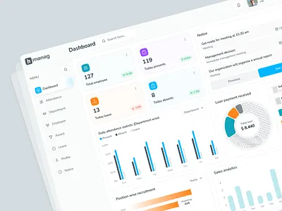 Employee Management Dashboard UI/UX clean dashboard employee dashboard employee management fresh management dashboard saas ui uiux web app website design