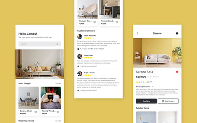 Furniture Shopping Application - Concept figmadesign minimalui mobileapp ui uidesign urnitureapp dribbble ux