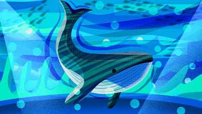 Whale in Blue Ocean animation art branding design dribbleart artwork graphic design illustration inspiration logo ui