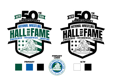 National Wrestling Hall of Fame 50th Anniversary Logo brand branding design identity illustration logo
