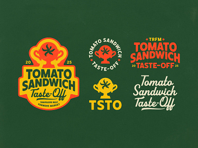 Tomato Sandwich Taste-Off Brand Identity badge brand branding design handmade identity illustration lettering lockup logo sandwich script texture tomato trophy type typography wordmark