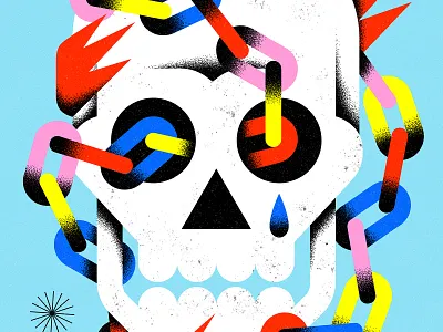 Skull ⛓️☠️⛓️ abstract bauhaus blue branding chains design fire flames flat geometric geometry illustration metal minimal punk skull tattoo texture vector