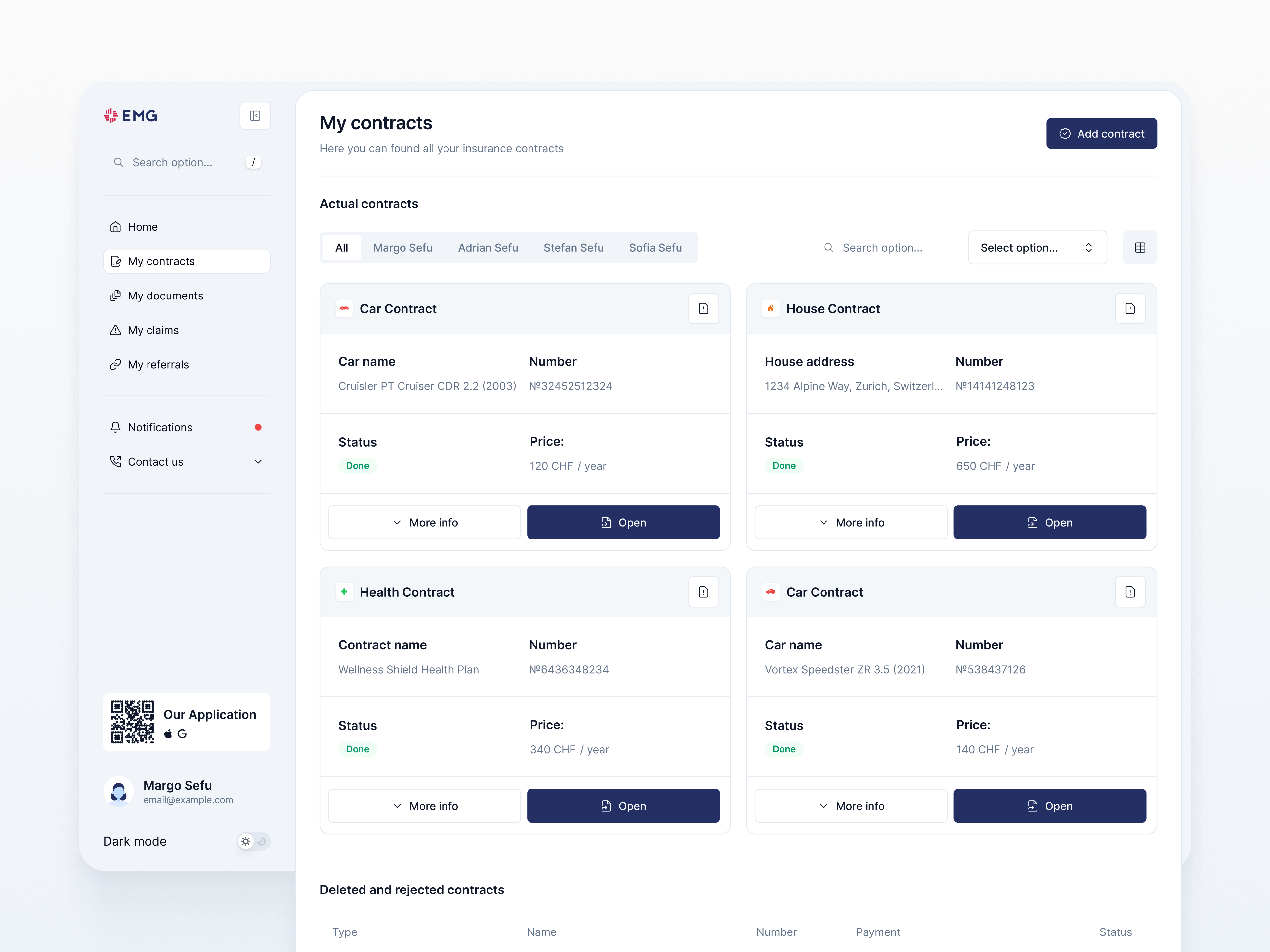 Contract Page | Card view for contracts/Documents change view contract contract card contract screens doc docs document page documents files files page insurance light mode segmented control
