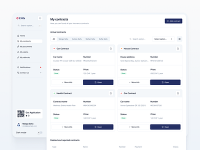 Contract Page | Card view for contracts/Documents change view contract contract card contract screens doc docs document page documents files files page insurance light mode segmented control