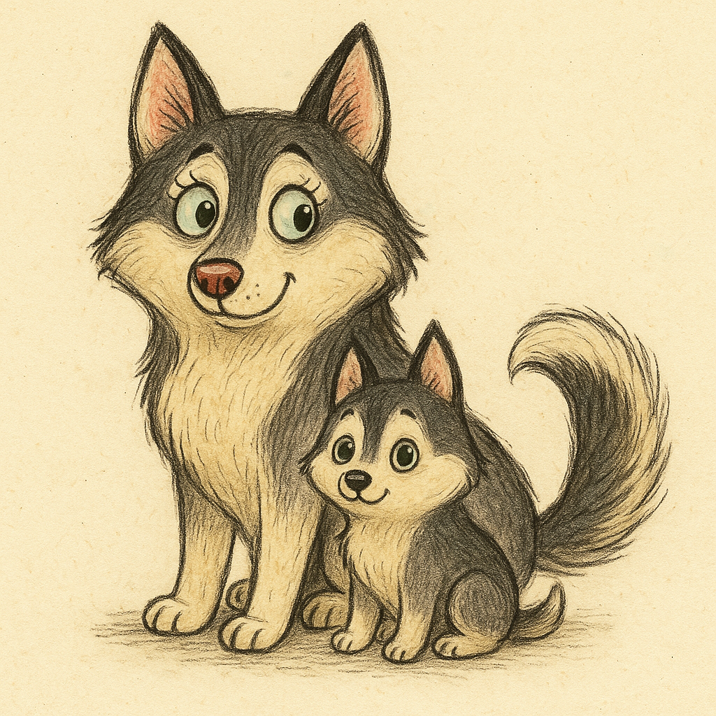 Mother & Pup animal animals children childrens illustration cute design fantasy graphic design illustration