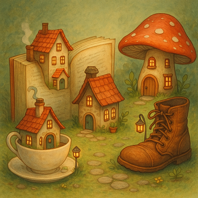 Tiny Houses in Strange Places animal animals children childrens illustration cute design fantasy graphic design illustration