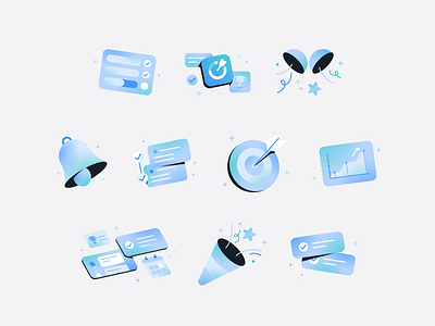 GoalScript Product Illustrations p.2 achievements app app store art colorful design flat goals icons illustration illustrator planner product illustration productivity set tasks