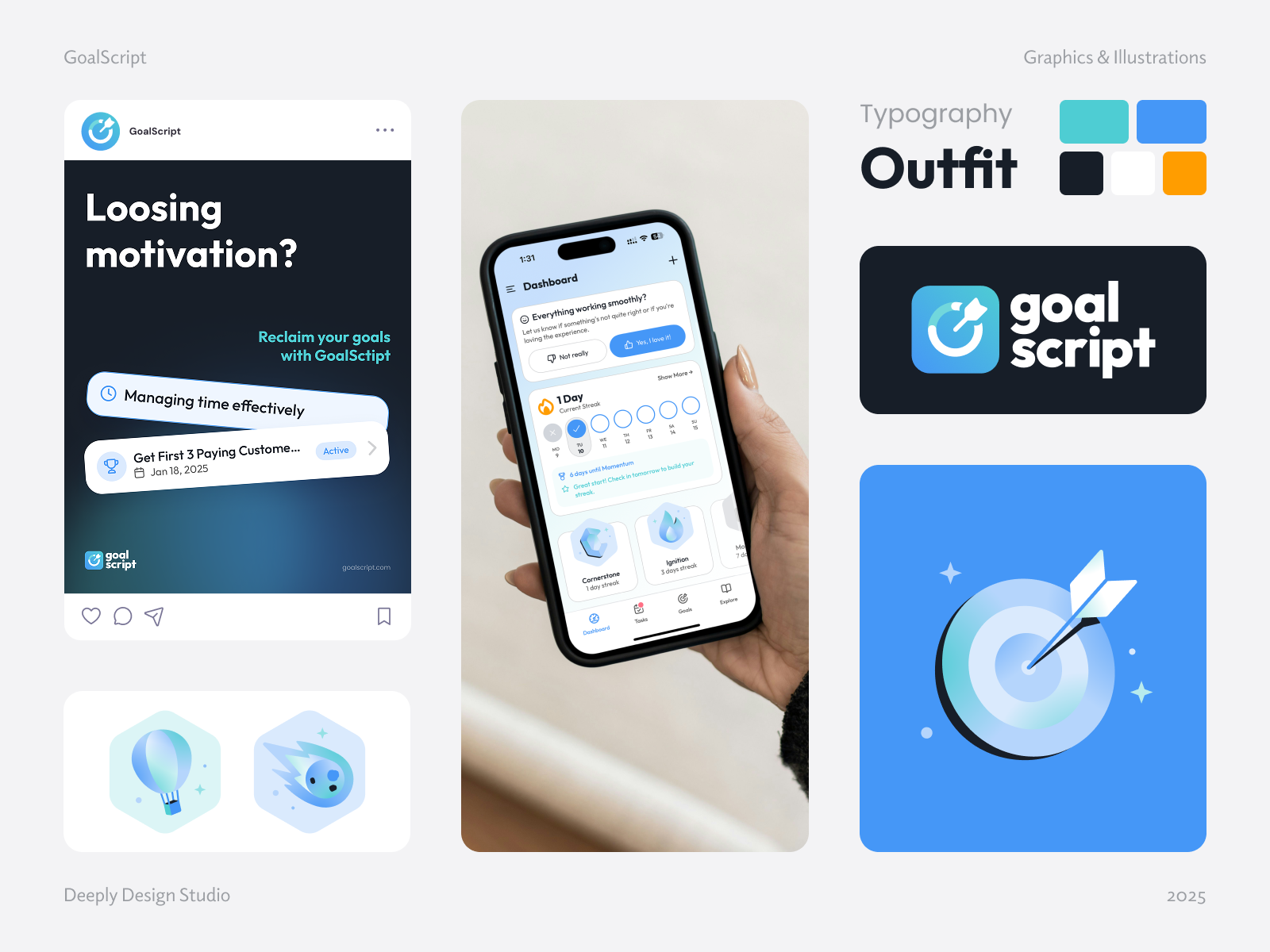 Goal Tracking App p.2 app app design branding design goals graphic design icons illustration logo product productivity social media tasks typography ui ux
