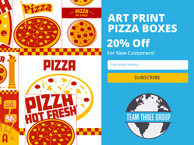 Pizza Box Sign Up Pop Up branding checker board pizza pizza box res restaurant restaurant supply ui