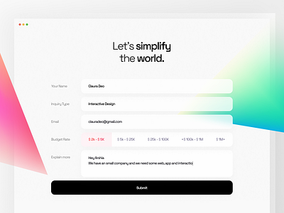 Portfolio Website ai clean design form gradient inspiration light minimal portfolio submit ui ux web3