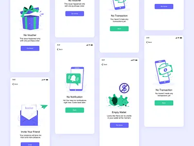Empty State App Screen design app blue design empty empty screen empty space empty states emptystate gorgeous illustration invite no money notifications transaction trend trendy ui ux vector