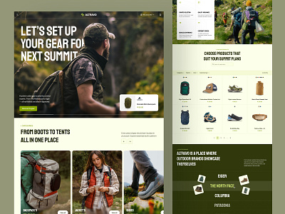 Altravo - E-Commerce for hiking equipment adventure buy clean climbing design e commerce e commerce website hiking hiking e commerce landing page modern multi brand online shop outdoor outdoor gear products store ui web design website