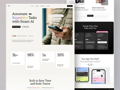 Autivio - AI Task Manager Landing Page ai ai landing page ai website automate design landing page landing page design minimalist productivity productivity landing page task manager task manager landing page task manager website ui ui design uiux ux web web design website