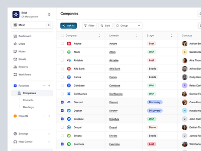 Brisk - CRM Dashboard brisk clean crm crm dashboard crm dashboard design crm design crm platform crm platform design dashboard dashboard design design minimalist motion graphics ui uidesign uiux uiuxdesign ux uxdesign uxerflow