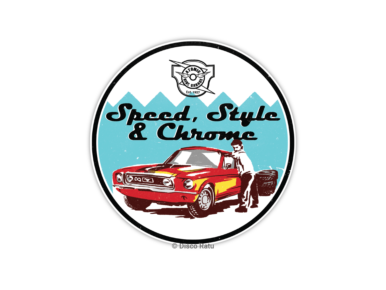 Vintage Illustration for Atomic Ride Garage automotive bold design branding car graphic design logo logo badge masculine old design retro vintage