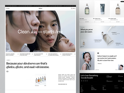 Aethere - Skincare Website ❤️ beauty beauty landing dailyskincare. design glowingskin healthyskin homepage landing page skin skincare skincare homepage skincare website ui ui design user interface ux web design web skincare website website design