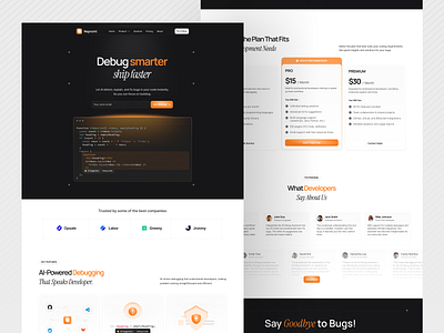 Nepromt - AI Debugging Landing Page ai ai debugging bento branding clean design code dark dark mode debug code design developer tools developers landing page programmer saas saas design typography ui ui ux design ux