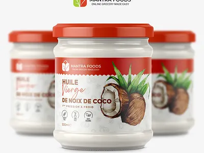 Extra Virgin Coconut Oil Jar Label Design mockup