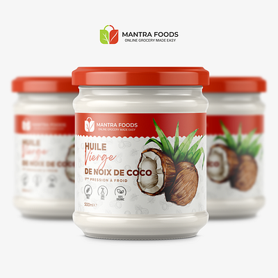 Extra Virgin Coconut Oil Jar Label Design mockup