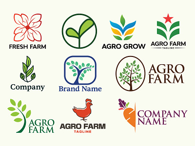 Modern Agriculture Logos & Marks | Vol 01 abstract agriculture logo agro logo brand mark branding farm farming food for sale green leaf leaves logo logo collection logo design logofolio marks modern logo tree vector
