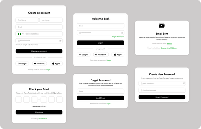 Create Account page to Login Page ui
