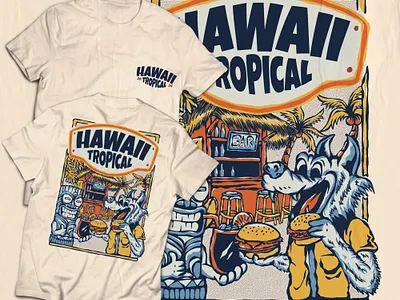 HAWAII TROPICAL apparel badge bar beach branding character clothing drawing graphic design handdrawn hawaii illustration illustrator logo mascot product design tikibar tropical tshirt vintage