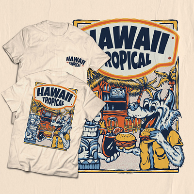 HAWAII TROPICAL apparel badge bar beach branding character clothing drawing graphic design handdrawn hawaii illustration illustrator logo mascot product design tikibar tropical tshirt vintage