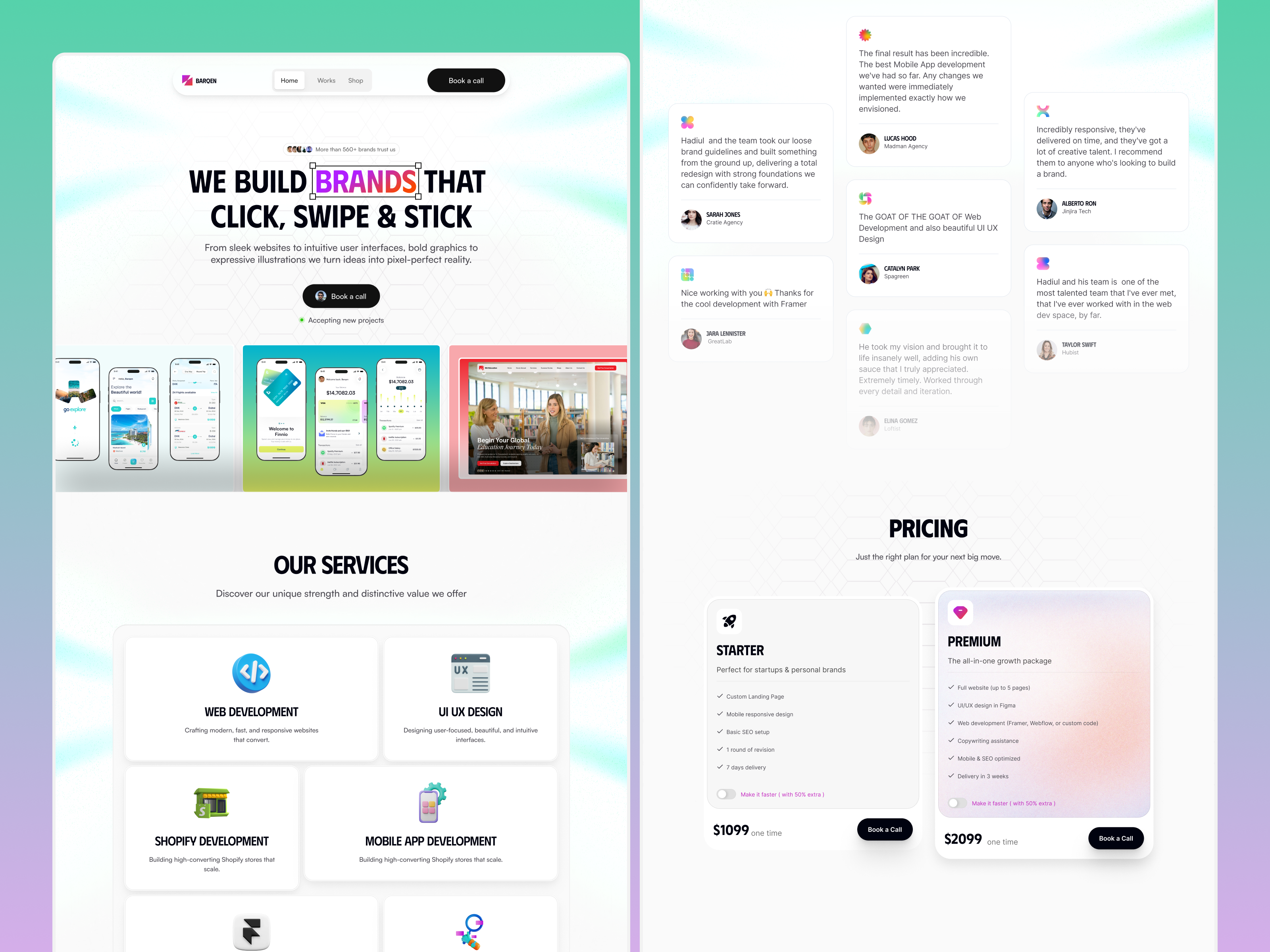 Agency Landing Page Design agency landing page agency website animation figma framer landing page ui uiux ux web design