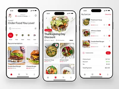 Food Delivery Mobile App burger clean cooking delivery app design food food and drink food app food delivery food service foodie minimalist mobile mobile app restaurant salad ui ui design uiux