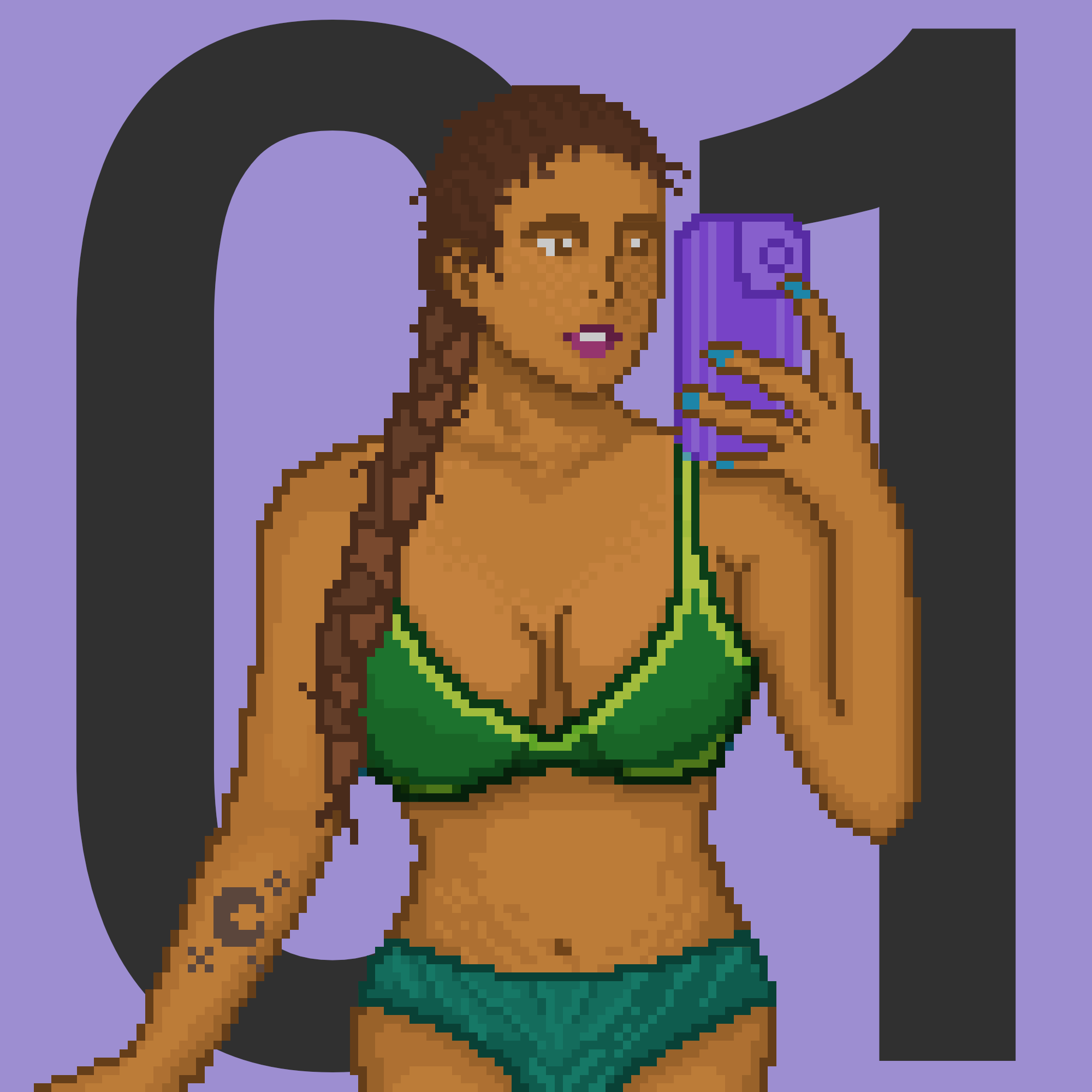 The Muses // 01 2d bikini braided braids girl illustration lingerie pixel retro selfie shading woman