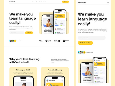Verbalizelt - E Learning Website course e learning education education platform education website landing page learning online online class online course online tutoring online university student tutor ui uiux university webdesign website