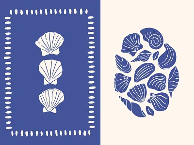 Seashells Posters amalfi coast beach graphic coastal poster hand drawn mediterranean style ocean art sea life seashell shells summer poster undersea poster underwater life vector illustration whimsical drawing