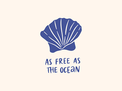 As Free as the Ocean amalfi coast beach beach graphic blue color coastal clipart graphic design hand drawn quote handdrawn mediterranean style ocean ocean phrase sea life seashell shell summer summer vacation underwater life vector illustration whimsical drawing