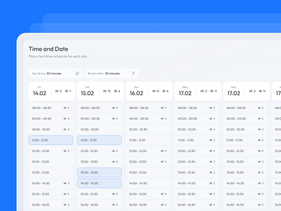 Schedule Planning • DLS booking create crm design dls event graph manual plan planner planning saas schedule select slot time timeline ui ux web