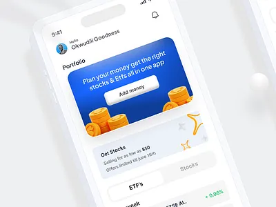 Stock investment app Screen app app designer clean designer crypto designer design expert designer investment app pro designer product design product designer savings app senior designer stock top designer ui user experience user interface ux web3 web3 designer