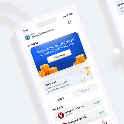 Stock investment app Screen app app designer clean designer crypto designer design expert designer investment app pro designer product design product designer savings app senior designer stock top designer ui user experience user interface ux web3 web3 designer
