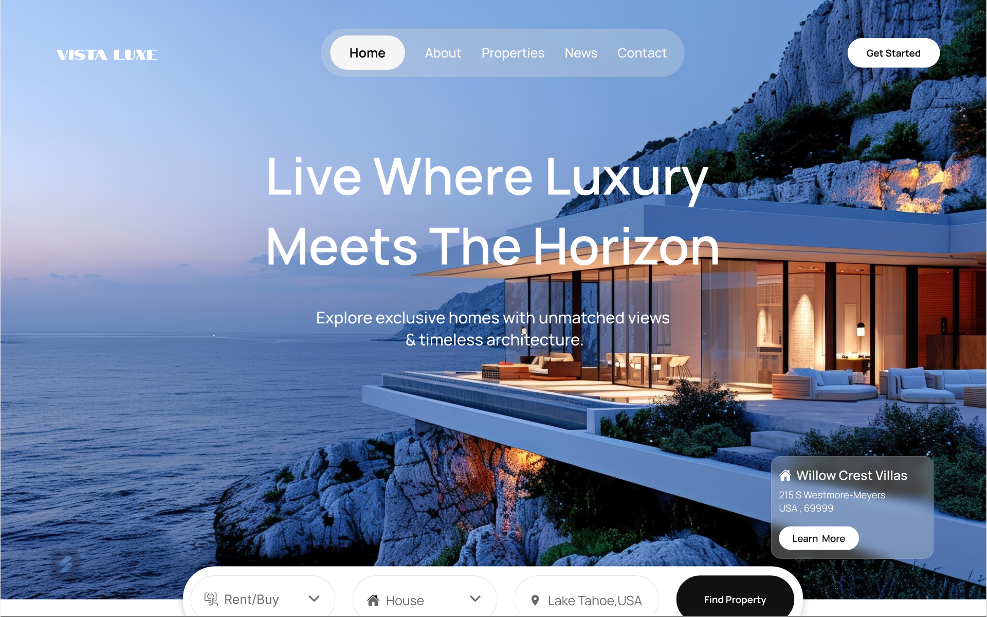 Landing Page Design- UI/UX Challenge Day-03 daiilyui figma landing page realestate ui uiux design uiuxchallenge ux