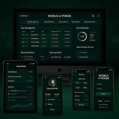 World Of Poker - UI designs of mobile, ipad and macbook casino game development graphic design online poker poker poker games ui